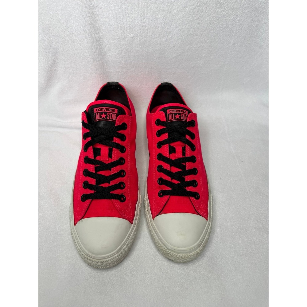 Converse All Star Chuck Taylor Low Top Neon Pink Black Leather Mens 9 Womens 11